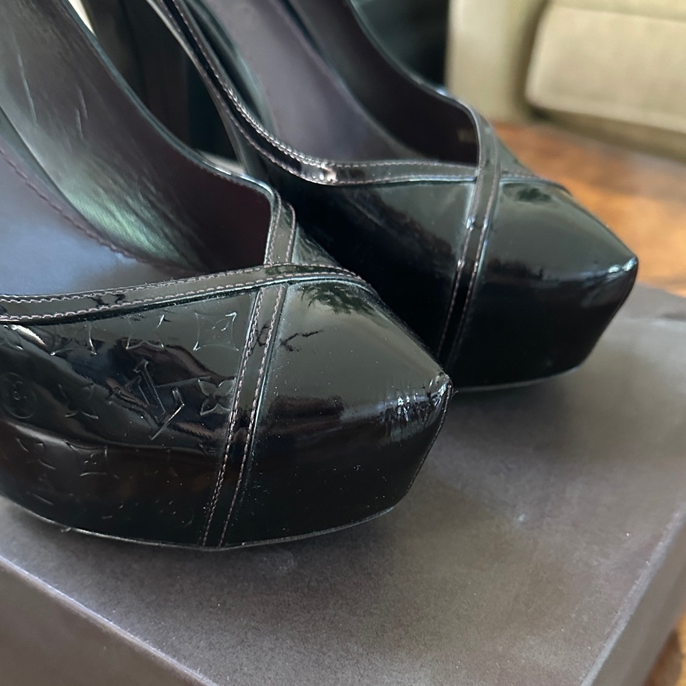 Louis Vuitton Elegant Amarante - Black/Purple High Heels Sz 38.5 - Picture 3 of 13